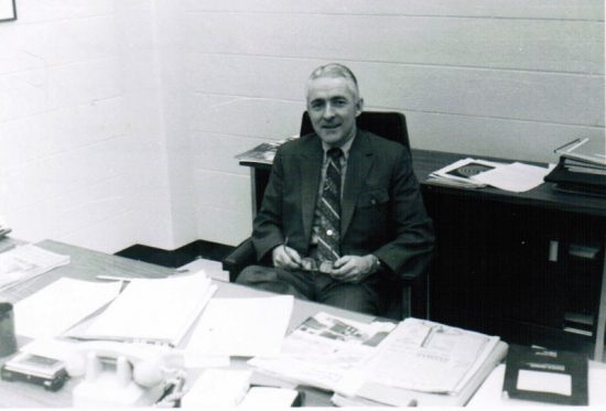 Les Olm at his Kansas Board of Public Utilities desk in 1971.